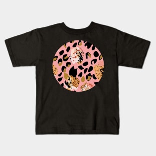 Modern abstract rose and leopard texture Kids T-Shirt